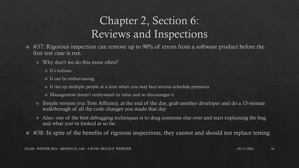 chapter 2 section 6 reviews and inspections