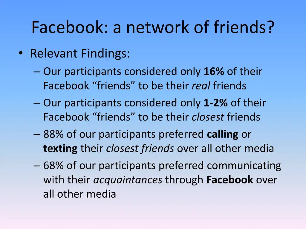 facebook a network of friends