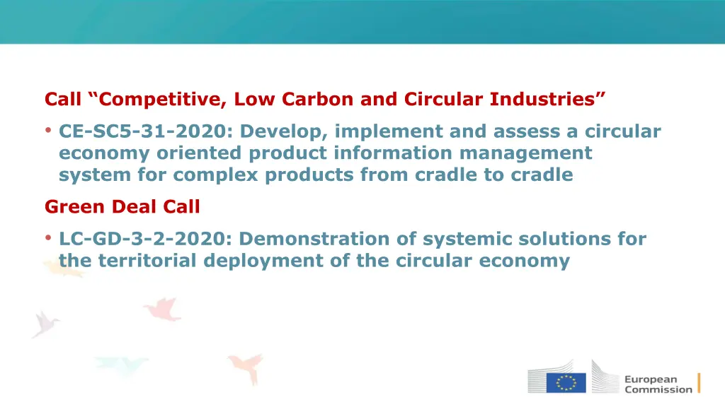 call competitive low carbon and circular