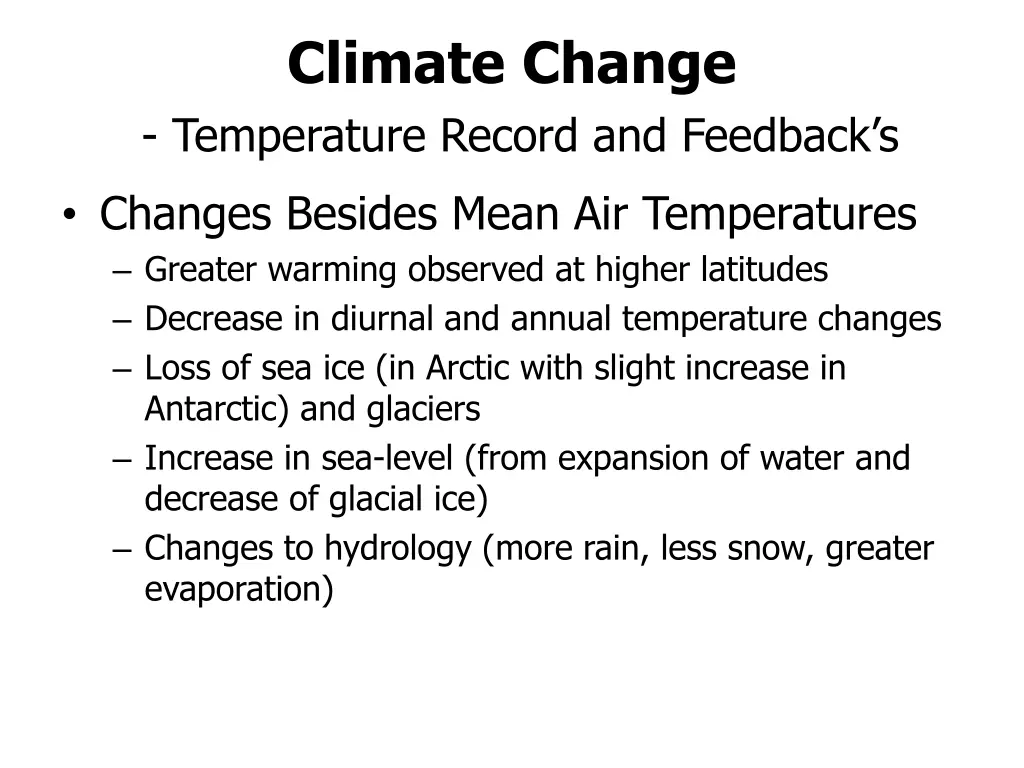 climate change temperature record and feedback 1