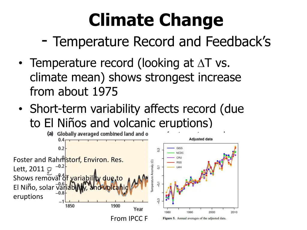 climate change temperature record and feedback