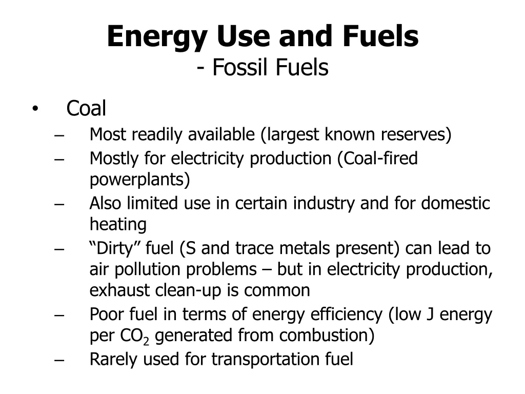 energy use and fuels fossil fuels