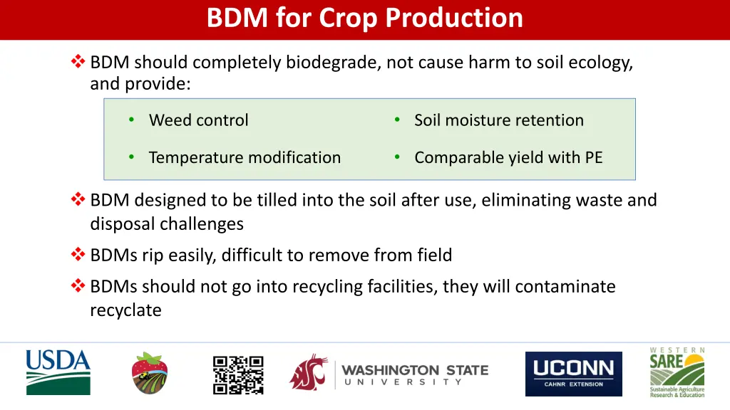 bdm for crop production