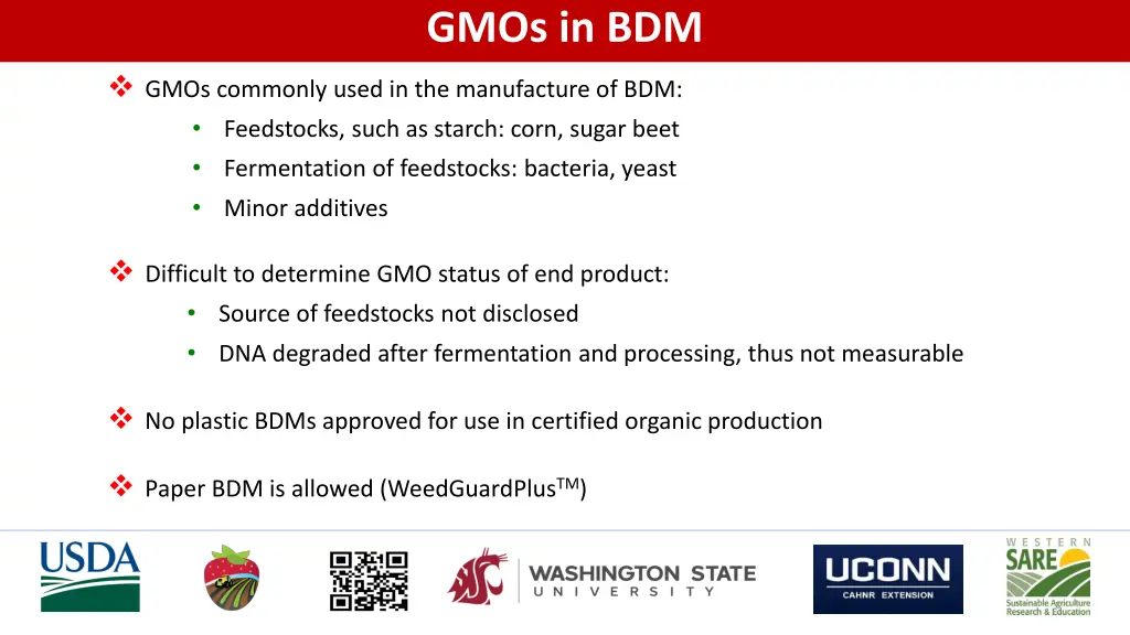 gmos in bdm