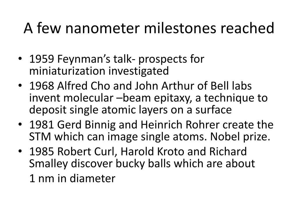 a few nanometer milestones reached