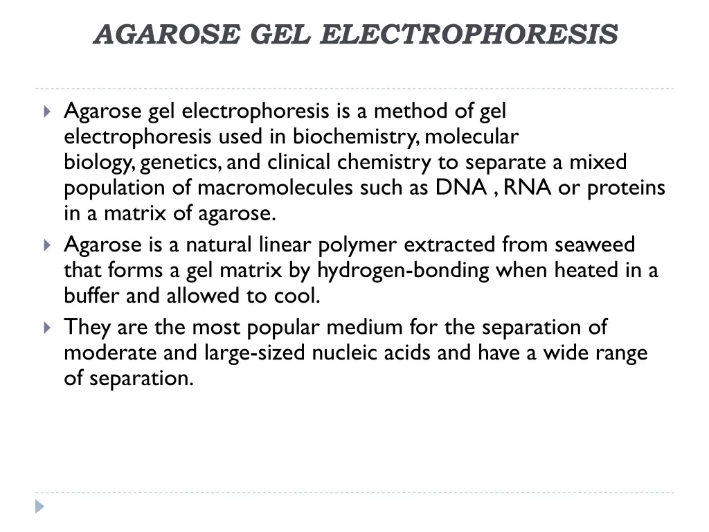 agarose gel electrophoresis