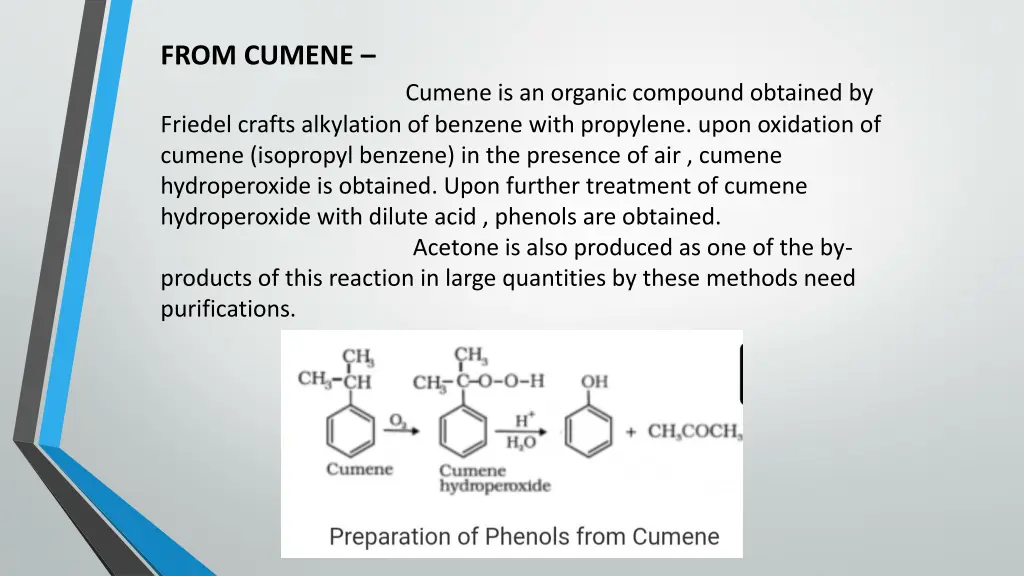 from cumene cumene is an organic compound