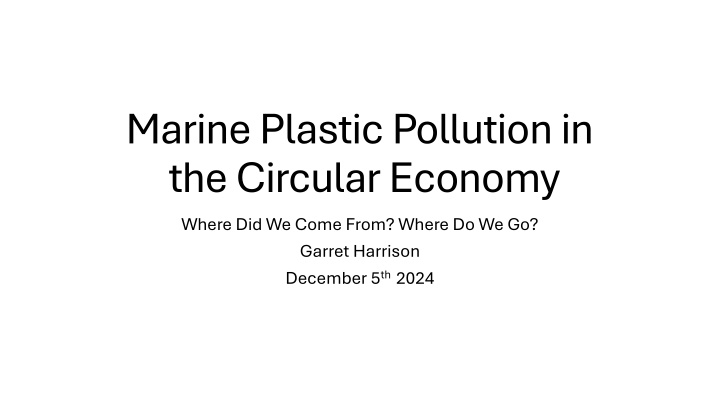 marine plastic pollution in the circular economy