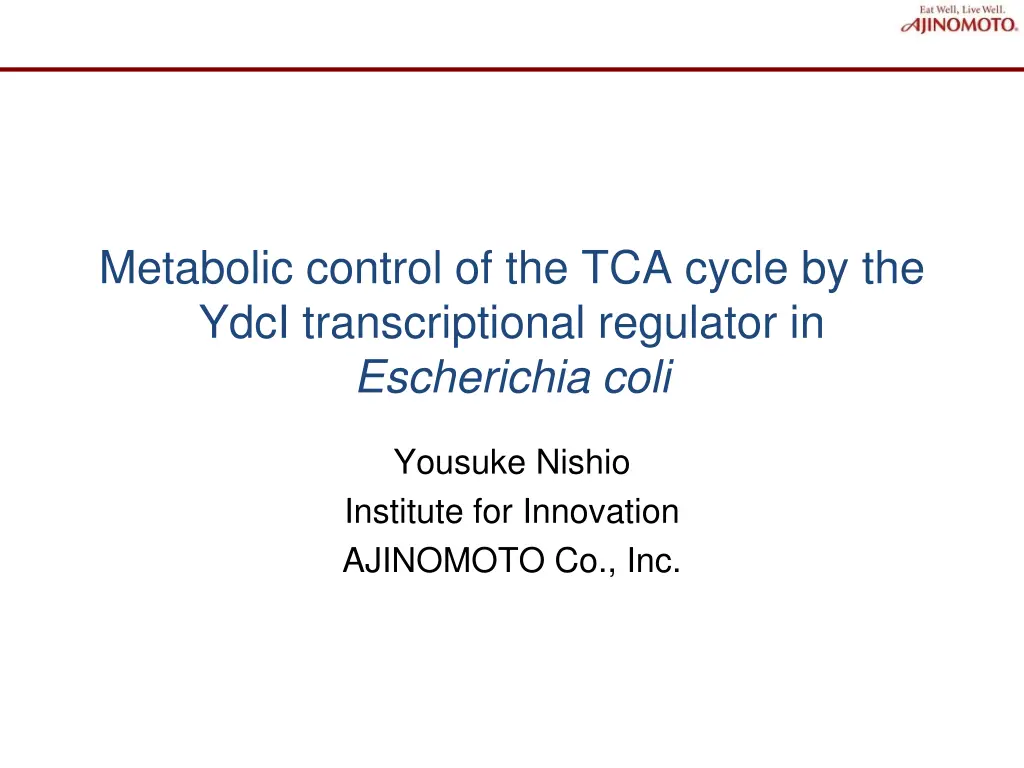 metabolic control of the tca cycle by the ydci