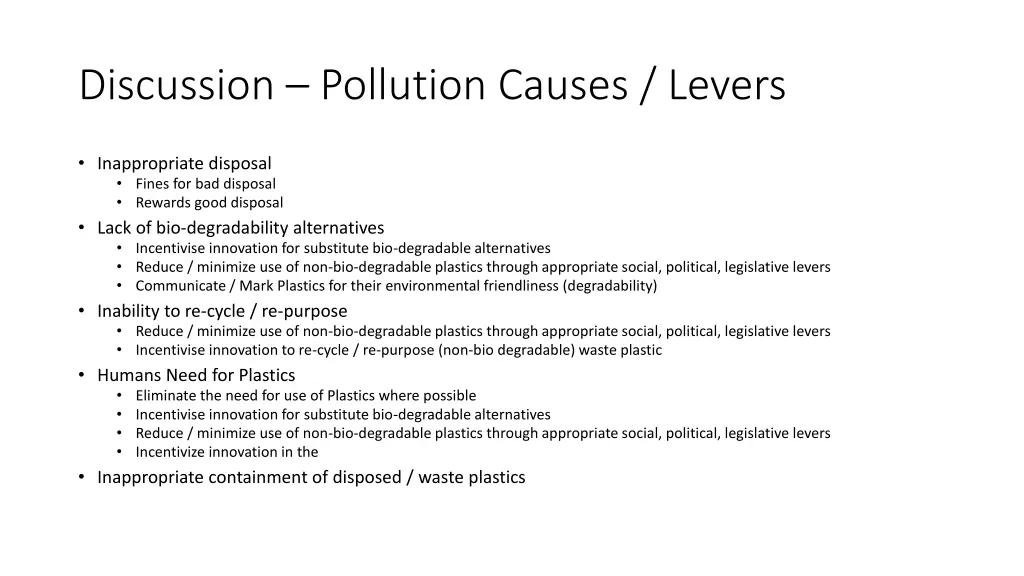 discussion pollution causes levers