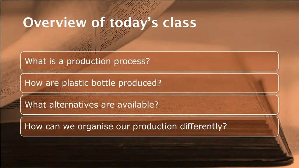 overview of today s class