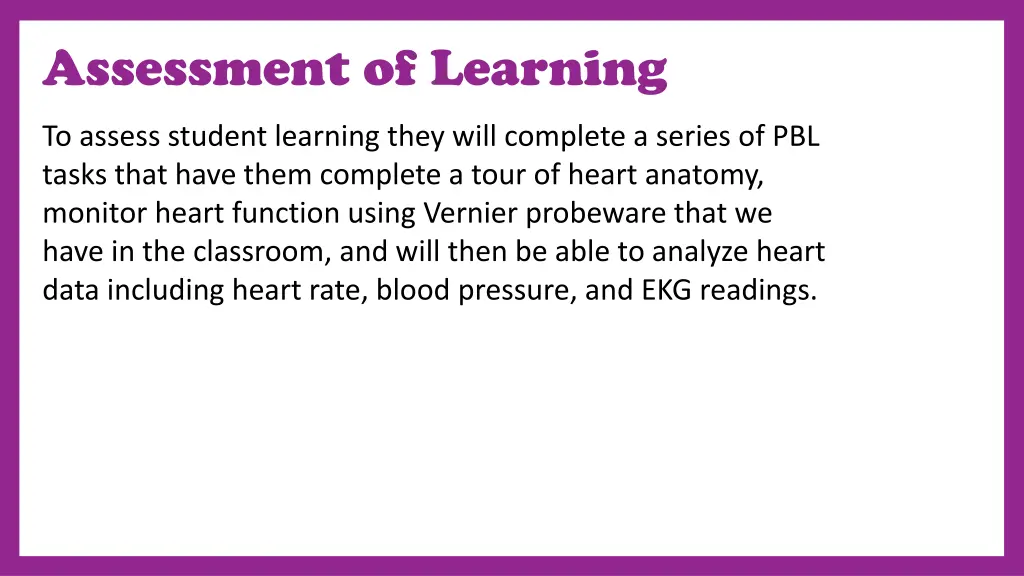 assessment of learning