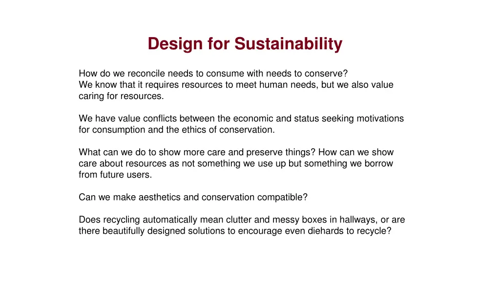 design for sustainability