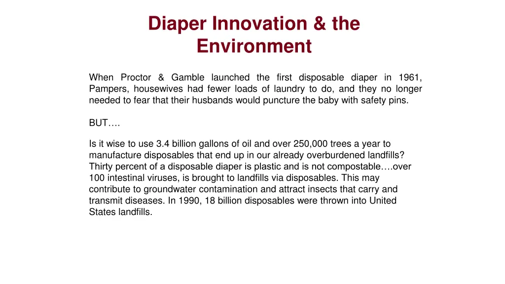 diaper innovation the environment