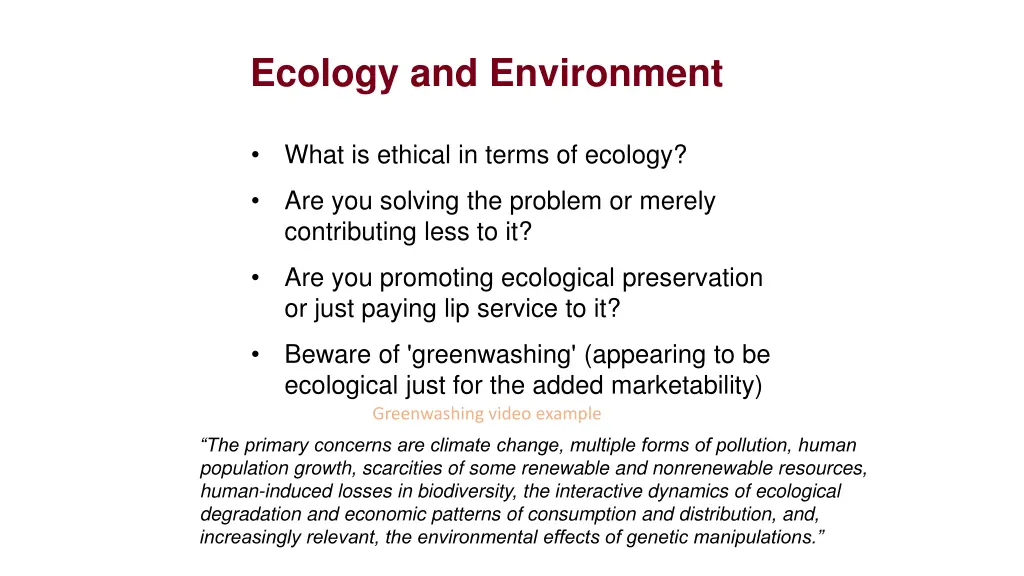 ecology and environment