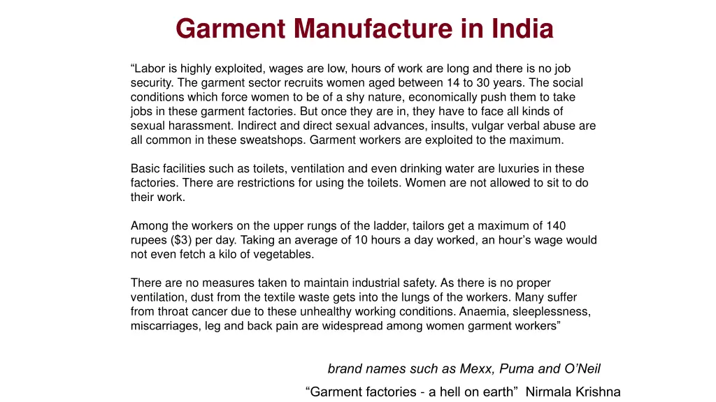 garment manufacture in india