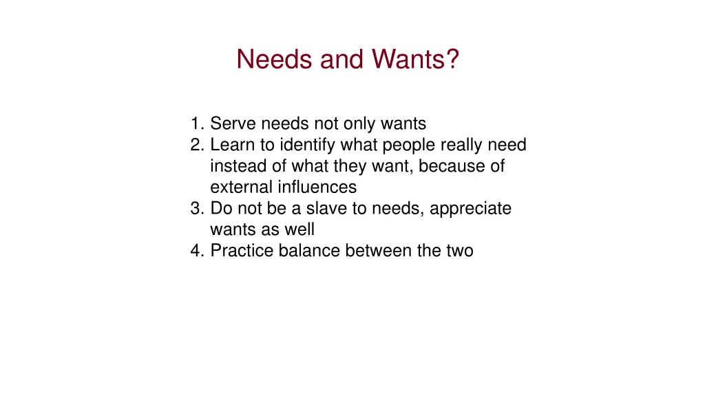 needs and wants