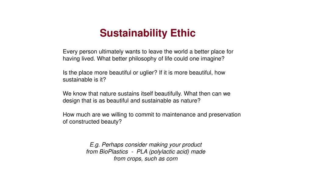 sustainability ethic