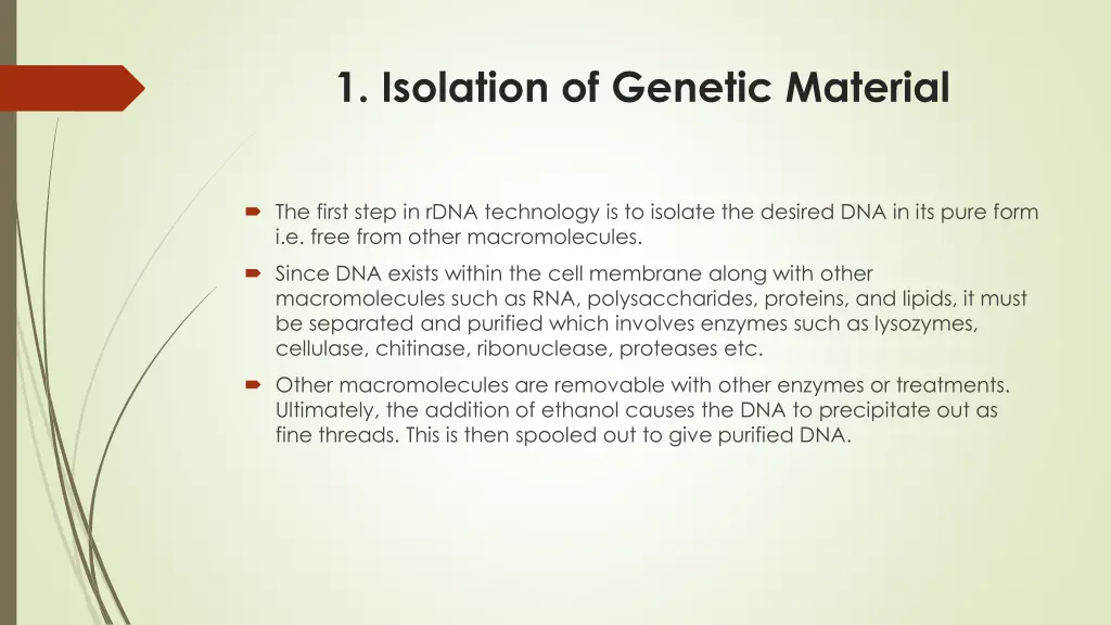 1 isolation of genetic material