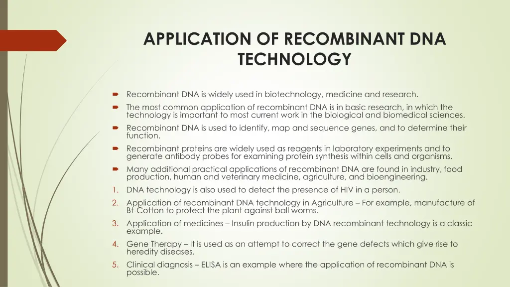 application of recombinant dna technology