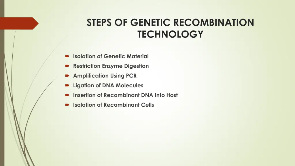steps of genetic recombination technology