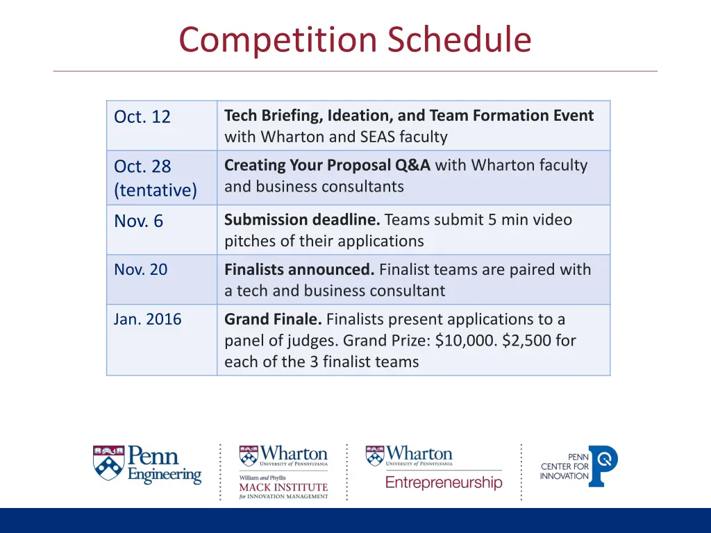 competition schedule