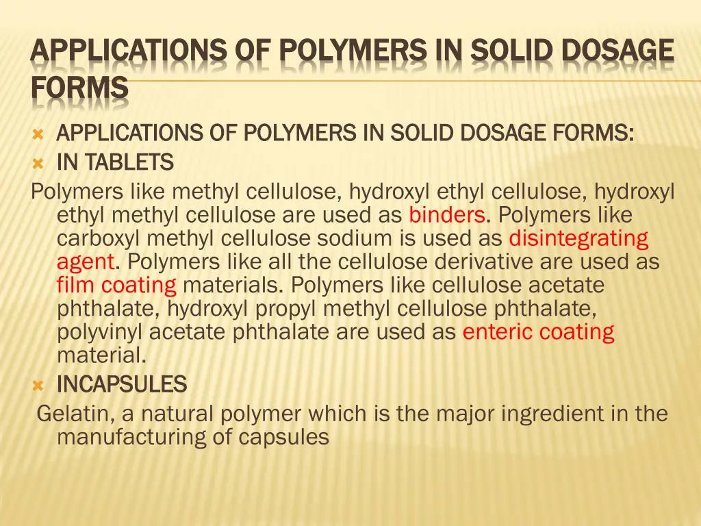 applications of polymers in solid dosage