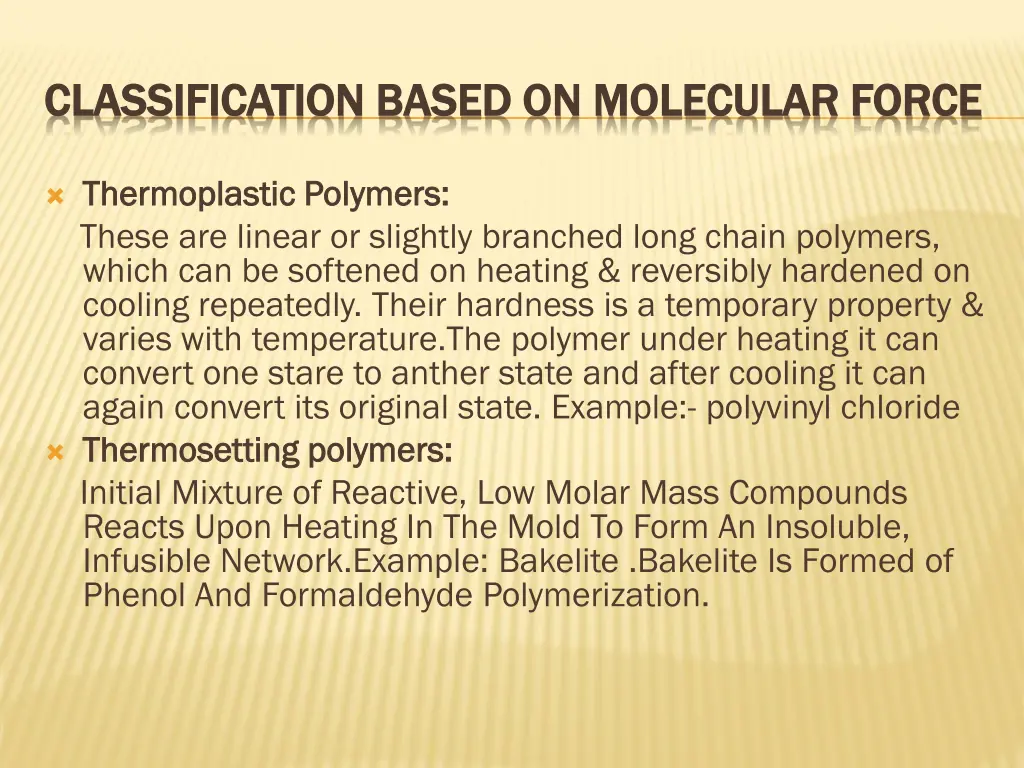 classification based on molecular force