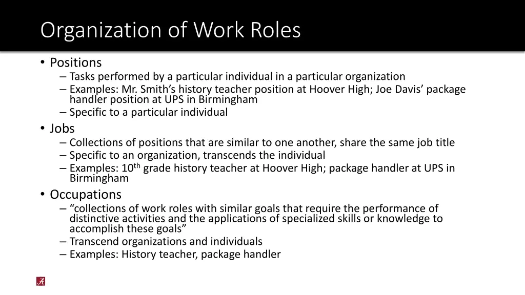 organization of work roles