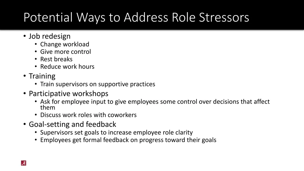 potential ways to address role stressors
