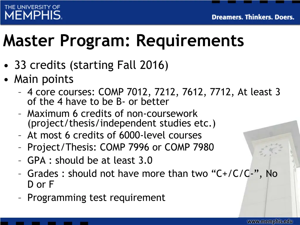master program requirements