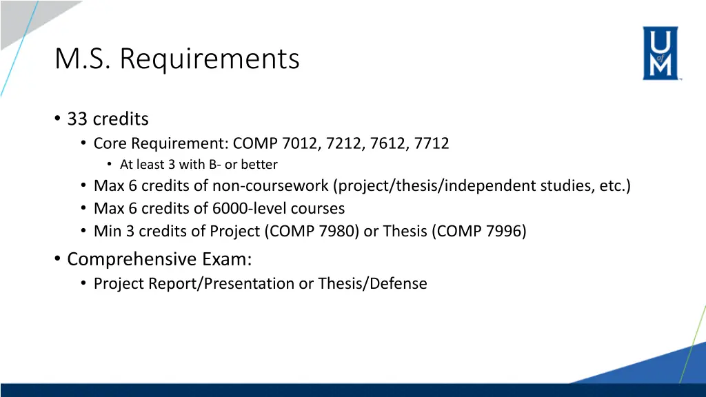 m s requirements