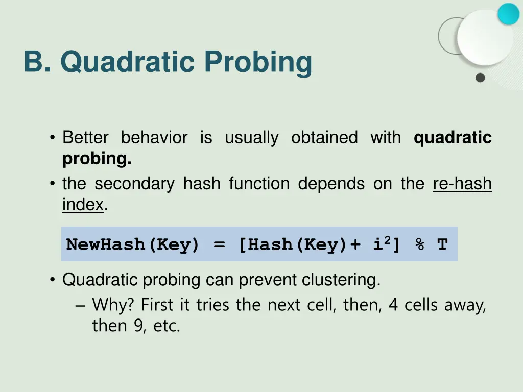 b quadratic probing