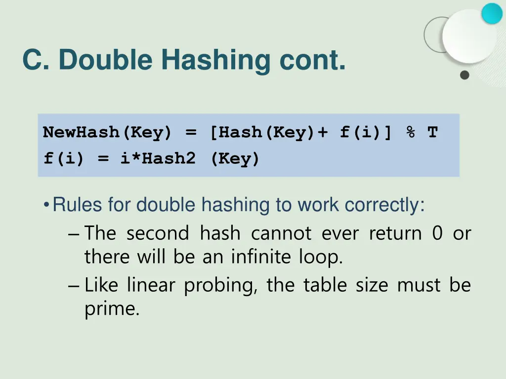c double hashing cont