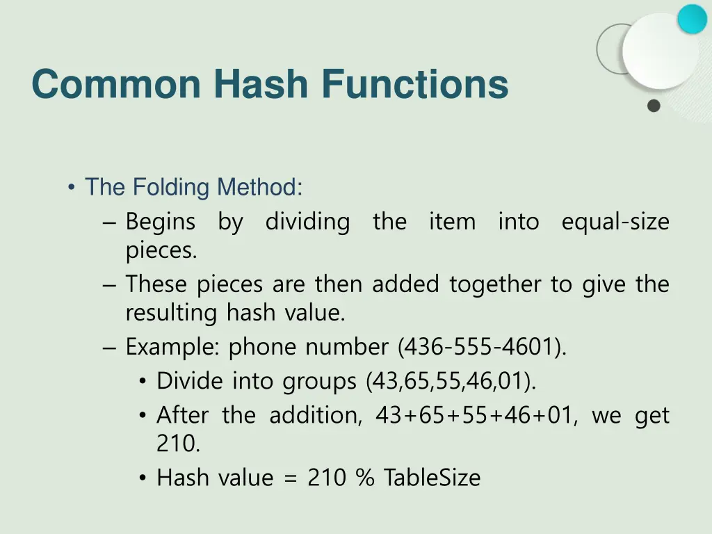 common hash functions 1