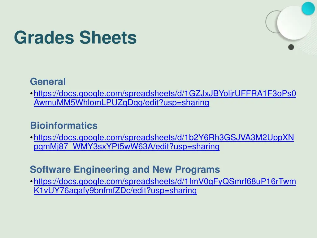 grades sheets
