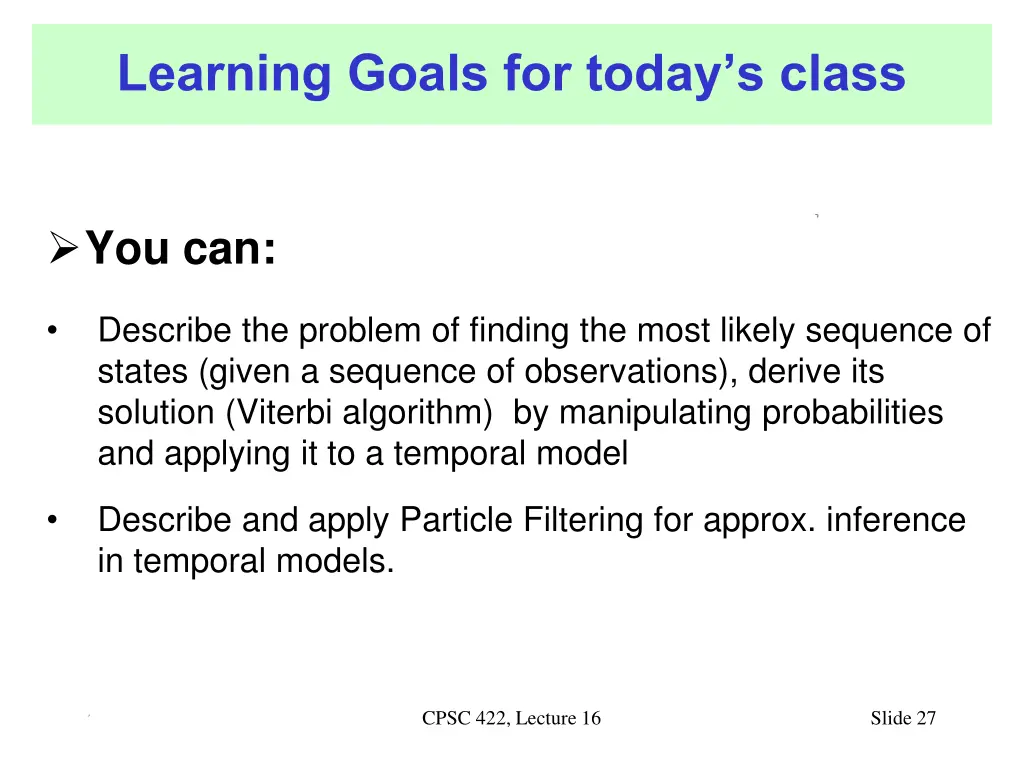 learning goals for today s class