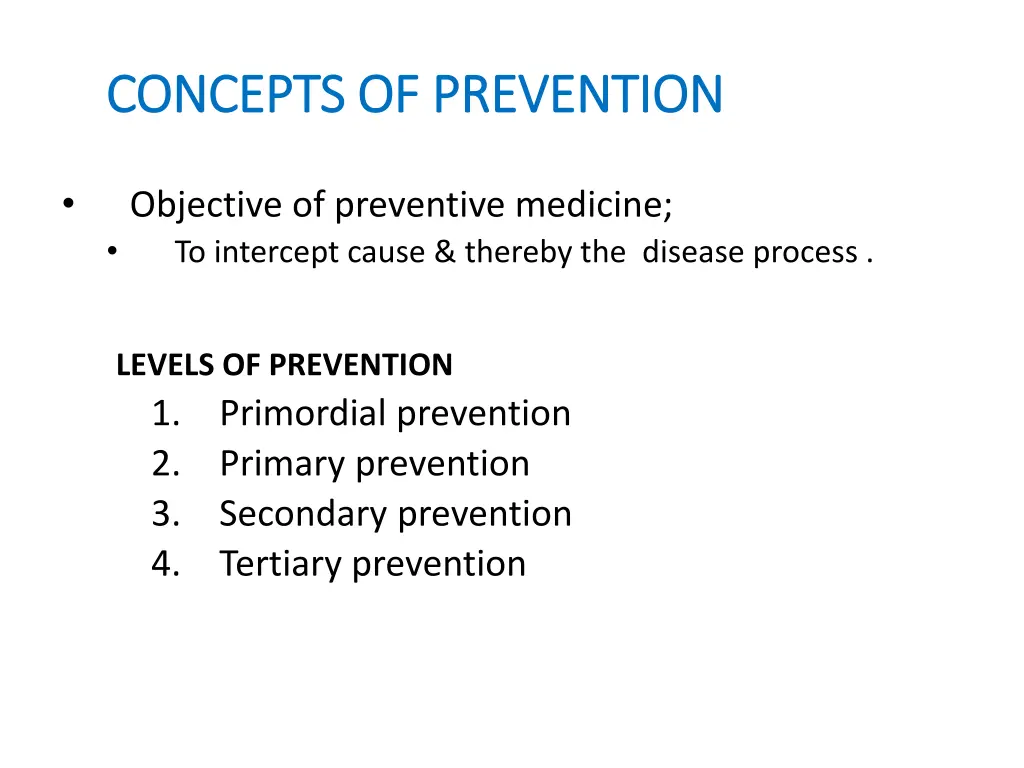 concepts of prevention concepts of prevention