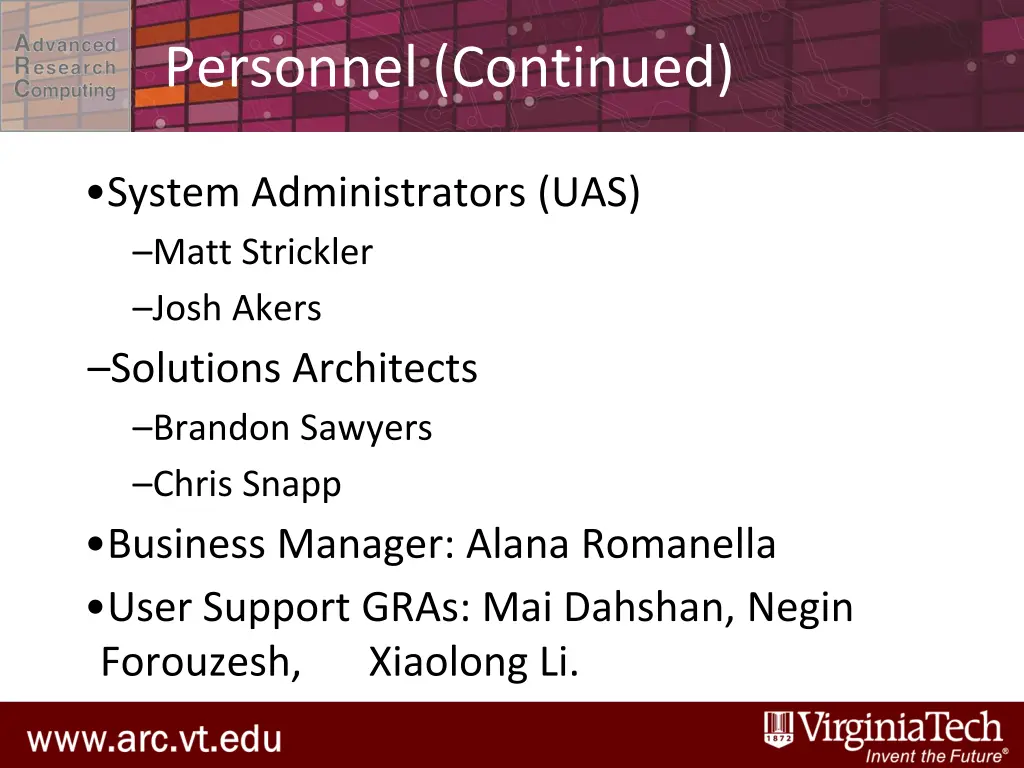 personnel continued