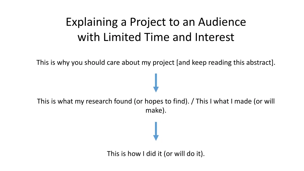 explaining a project to an audience with limited