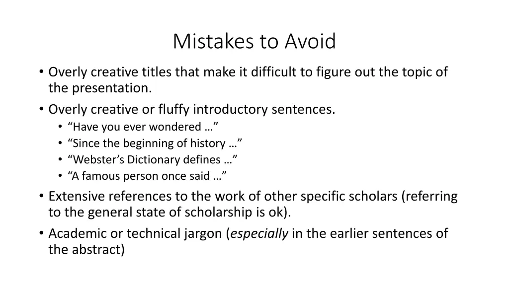 mistakes to avoid