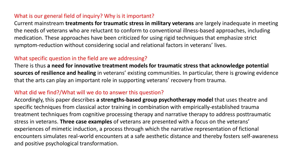 what is our general field of inquiry