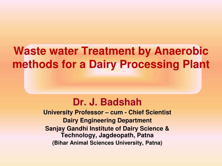 waste water treatment by anaerobic methods