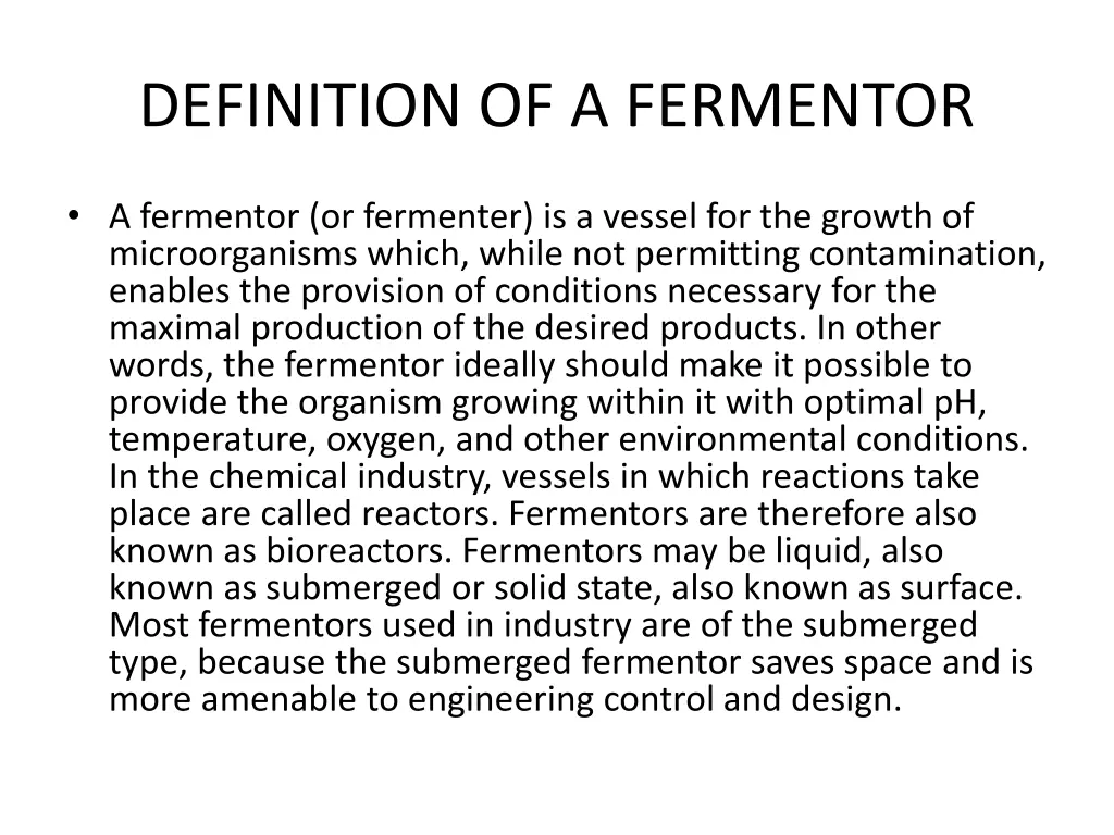 definition of a fermentor