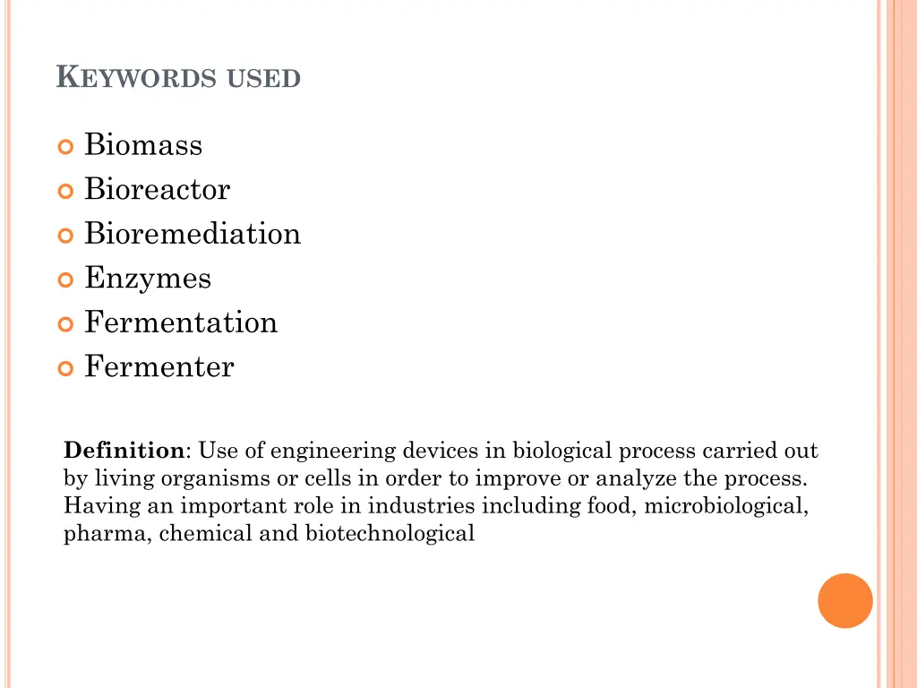 k eywords used