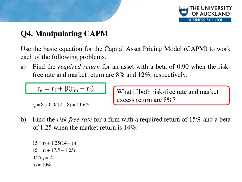 q4 manipulating capm