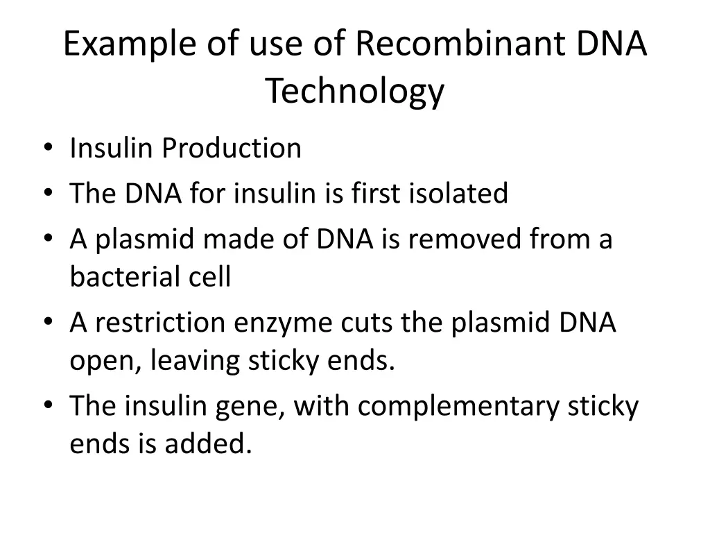 example of use of recombinant dna technology