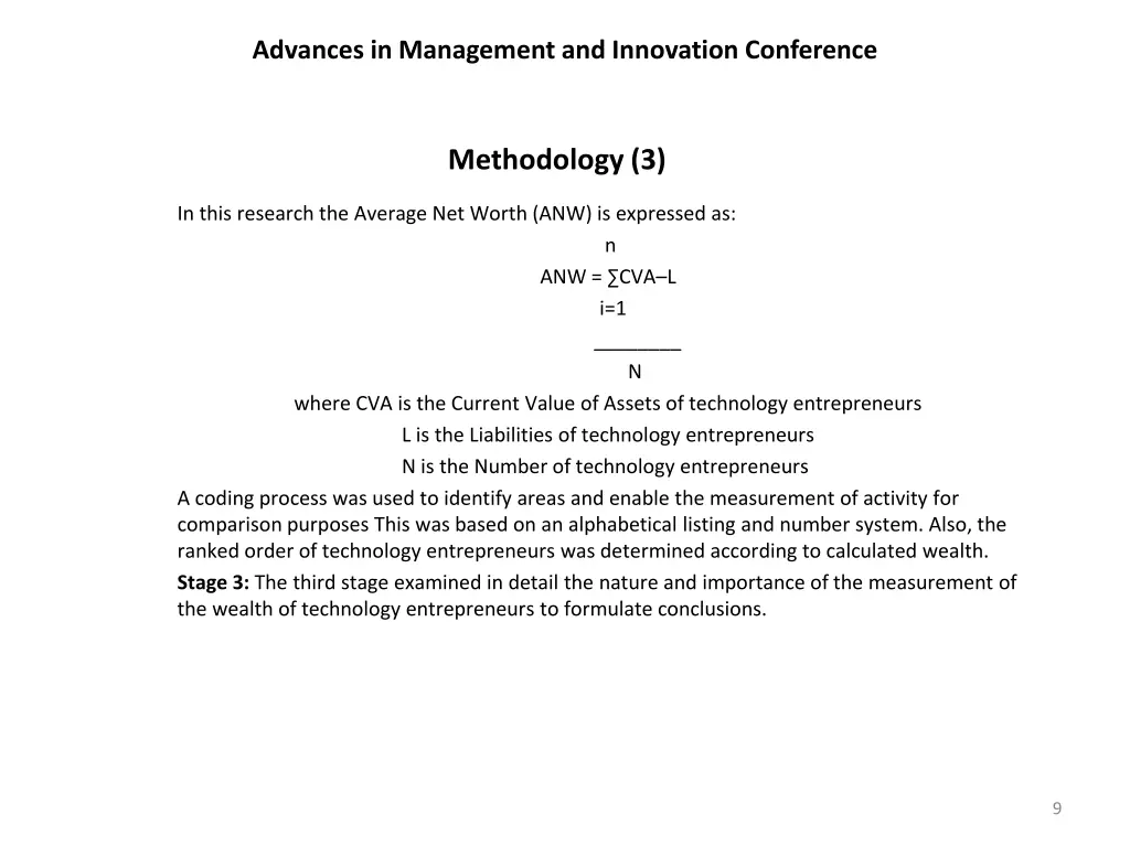 advances in management and innovation conference 8
