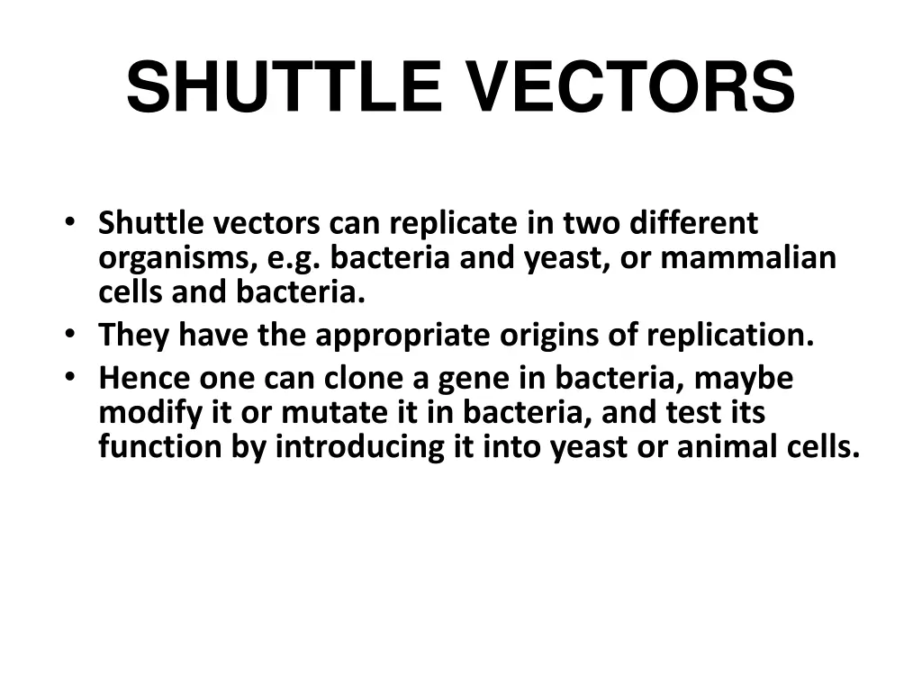 shuttle vectors