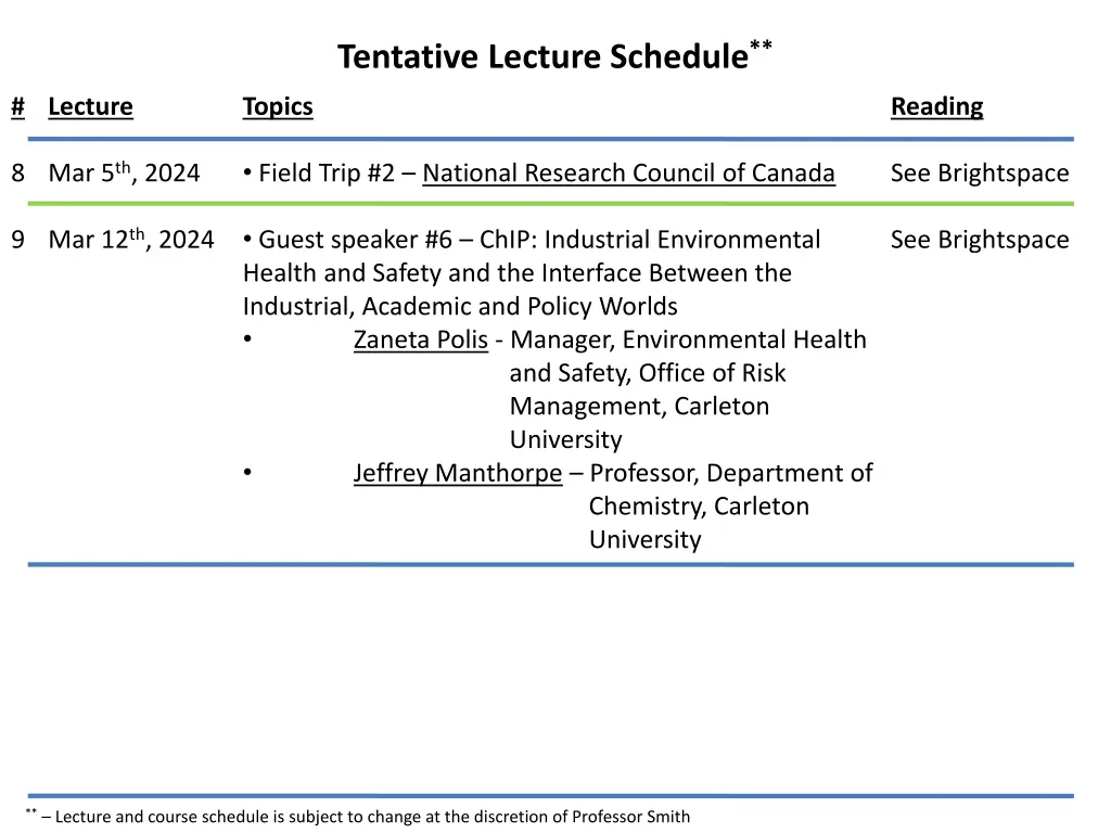 tentative lecture schedule 3